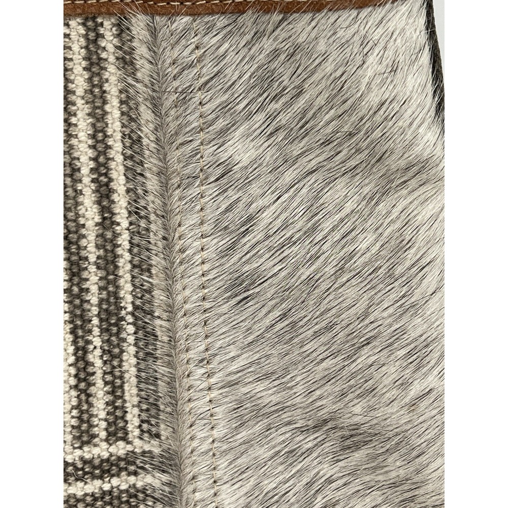 Myra Mixed Media Large Tote Canvas & Leather Cowhide Crossbody Boho Work Bag - Picture 3 of 16